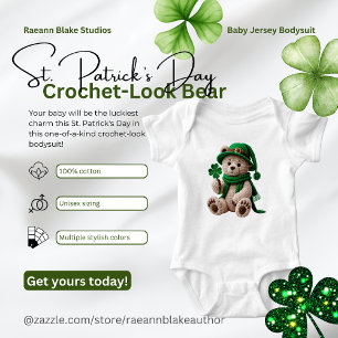St. Patrick's Day Crochet-Look Bear  Baby Bodysuit