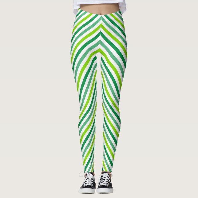 St. Patrick's Day Cross Stripes Pattern-54602 Leggings (Front)