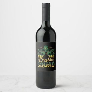 St Patrick's Day Cruise Squad Family Matching Wine Label