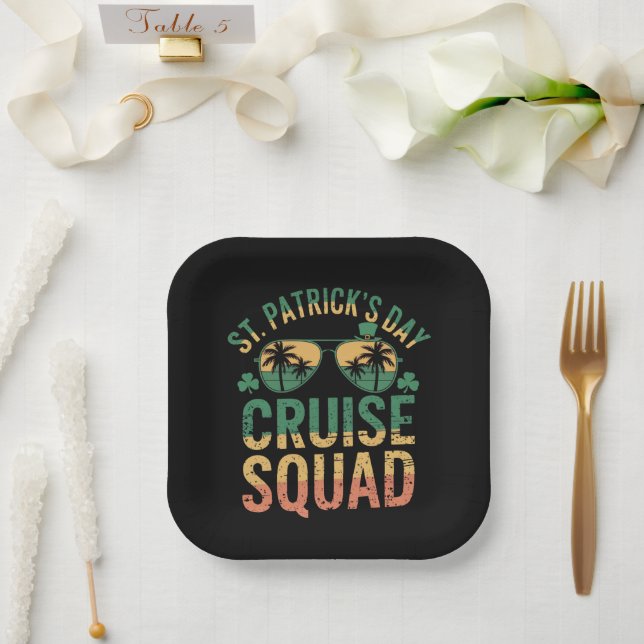 St Patrick's Day Cruise Squad Funny Family Matchin Paper Plate (Wedding)