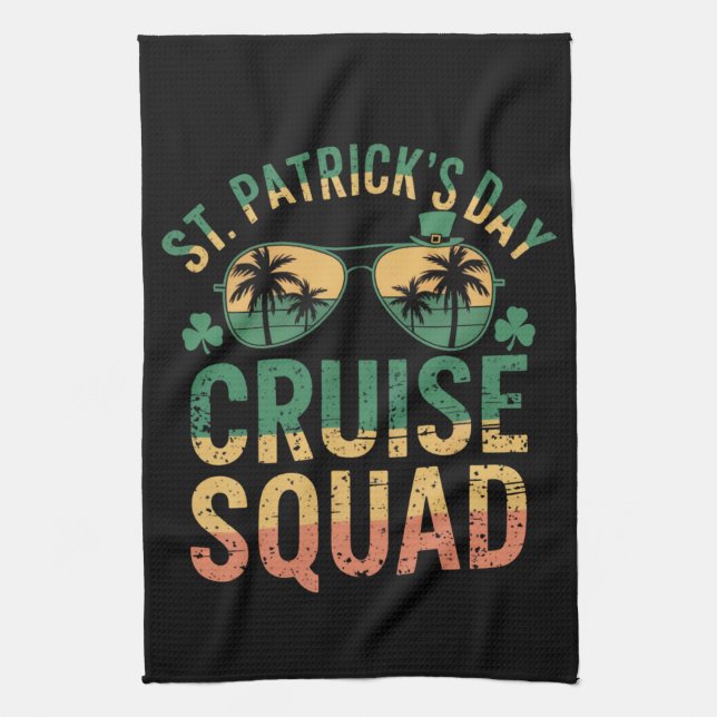 St Patrick's Day Cruise Squad Funny Family Matchin Tea Towel (Vertical)