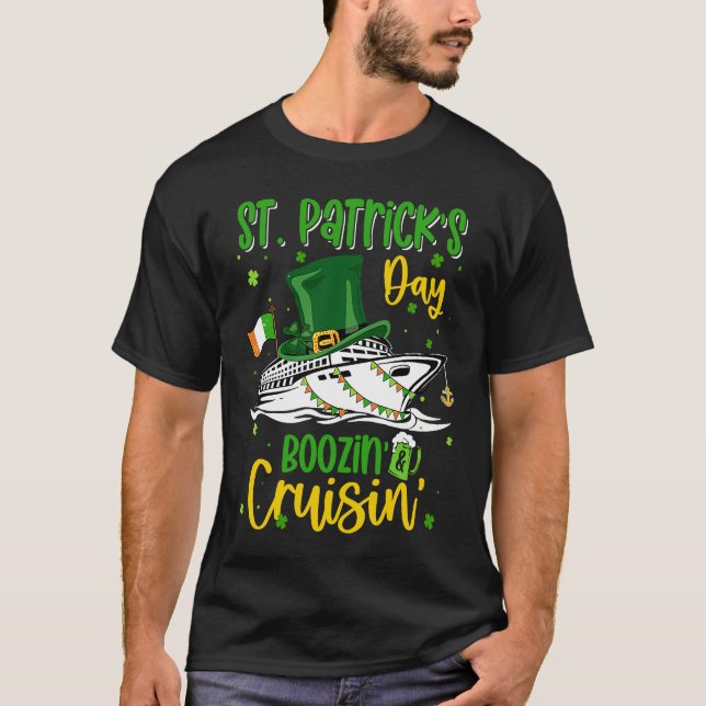 St Patricks Day Cruising Boozing Irish Drinking Gr T-Shirt (Front)