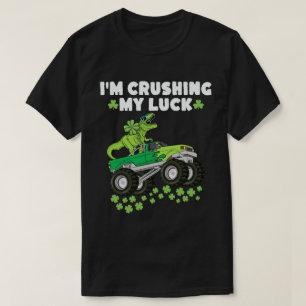 St Patricks Day Crushing My Luck T Rex Truck Kids T-Shirt