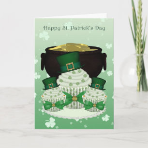 St. Patrick's Day Cupcake And Pot Of Gold Card