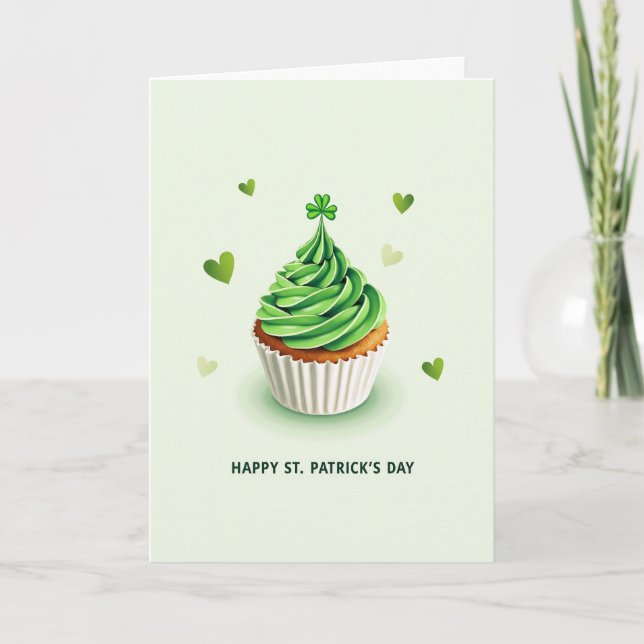 St Patricks Day Cupcake Card (Front)