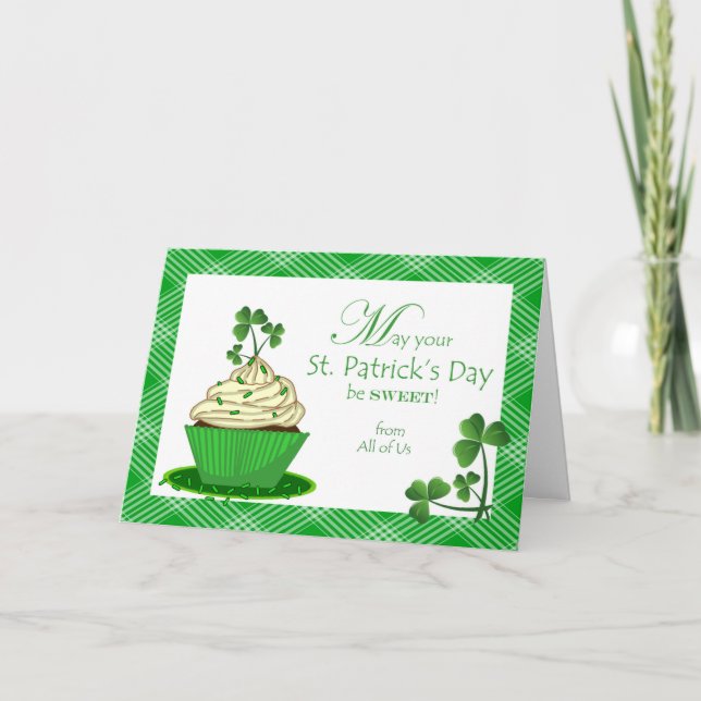 St. Patrick's Day Cupcake From All of Us Card (Front)