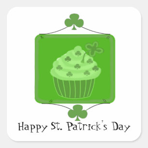 St. Patrick's Day Cupcake Square Sticker