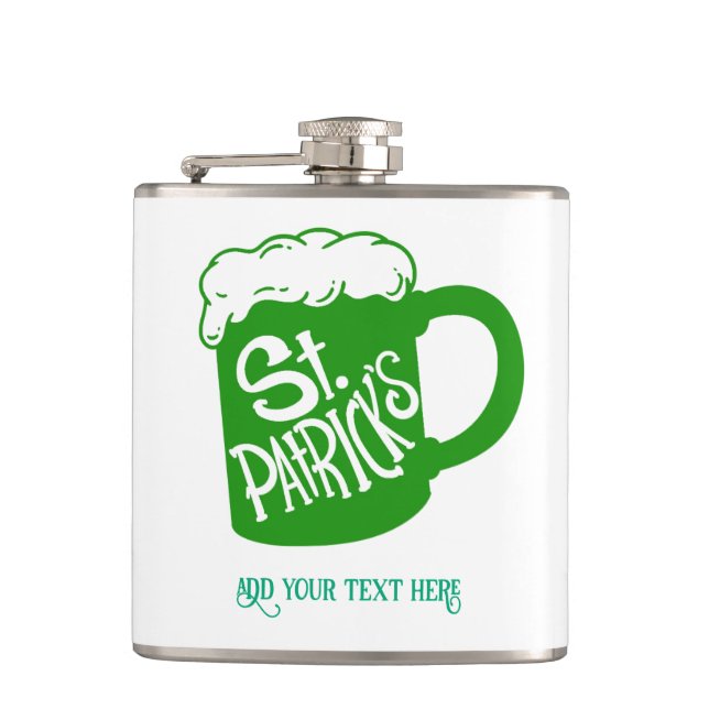 St.Patrick's Day Custom Flask Green Beer Mug (Front)