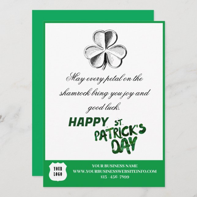 St. Patrick's Day Custom Logo Business Holiday Card (Front/Back)