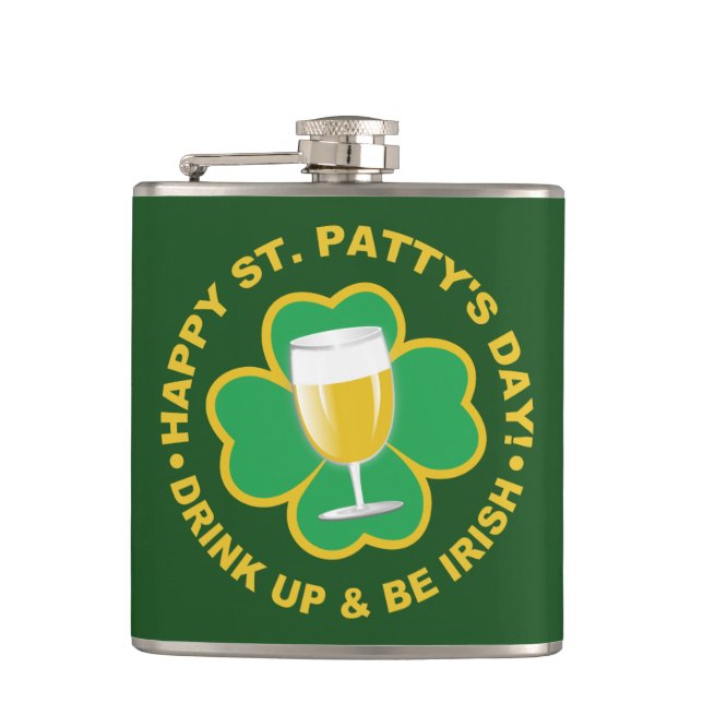 St. Patrick's Day custom name flask (Front)