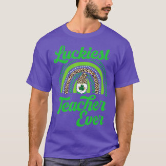 St Patricks Day Cute Rainbow Gnome Luckiest Teache T-Shirt