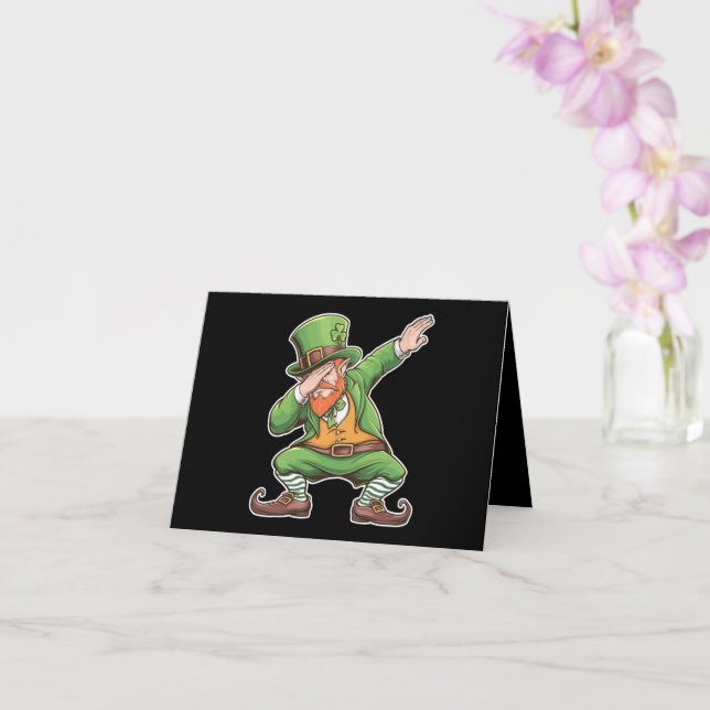 St Patricks Day Dab Dabbing Leprechaun In Green  Card (Orchid)