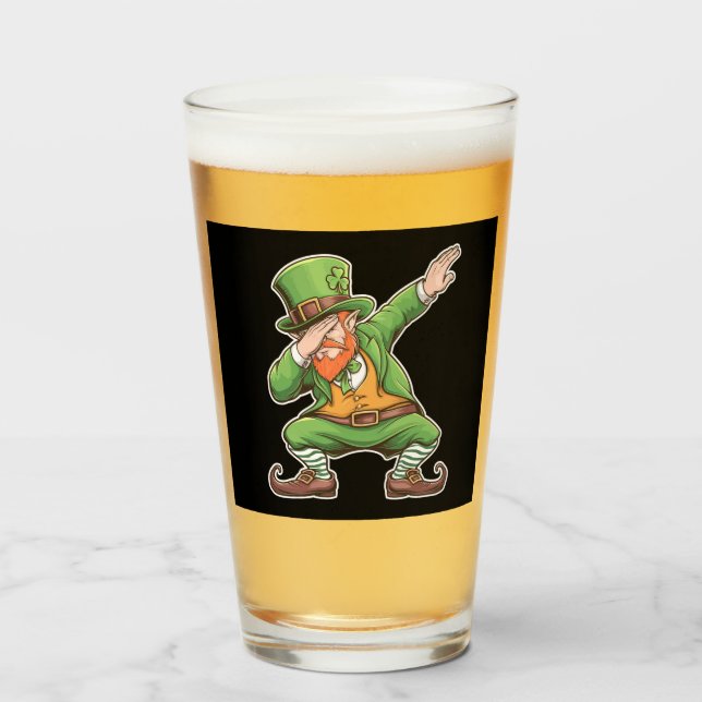 St Patricks Day Dab Dabbing Leprechaun In Green  Glass (Front Filled)