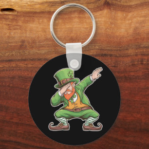 St Patricks Day Dab Dabbing Leprechaun In Green  Key Ring