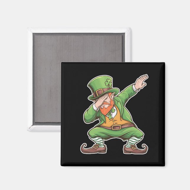 St Patricks Day Dab Dabbing Leprechaun In Green  Magnet (Front/Back)