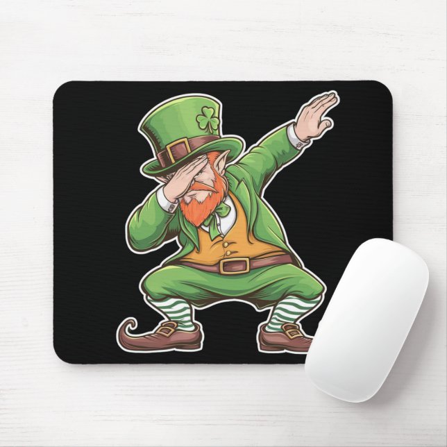St Patricks Day Dab Dabbing Leprechaun In Green  Mouse Mat (With Mouse)