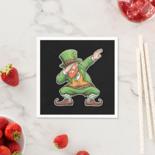 St Patricks Day Dab Dabbing Leprechaun In Green  Napkin