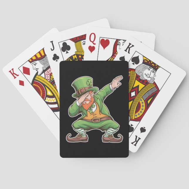 St Patricks Day Dab Dabbing Leprechaun In Green  Playing Cards (Back)