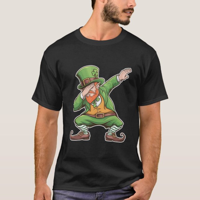 St Patricks Day Dab Dabbing Leprechaun In Green  T-Shirt (Front)