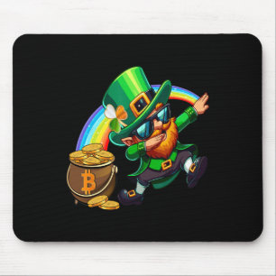 St Patricks Day Dabbing Bitcoin Rainbow Leprechaun Mouse Mat