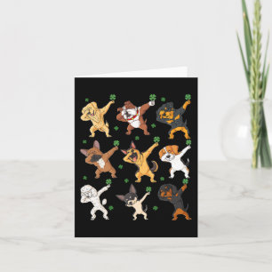 St Patricks Day Dabbing Dogs Holding Clovers Boys Card