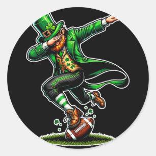 St Patricks Day Dabbing Leprechaun Boys Girls Foot Classic Round Sticker