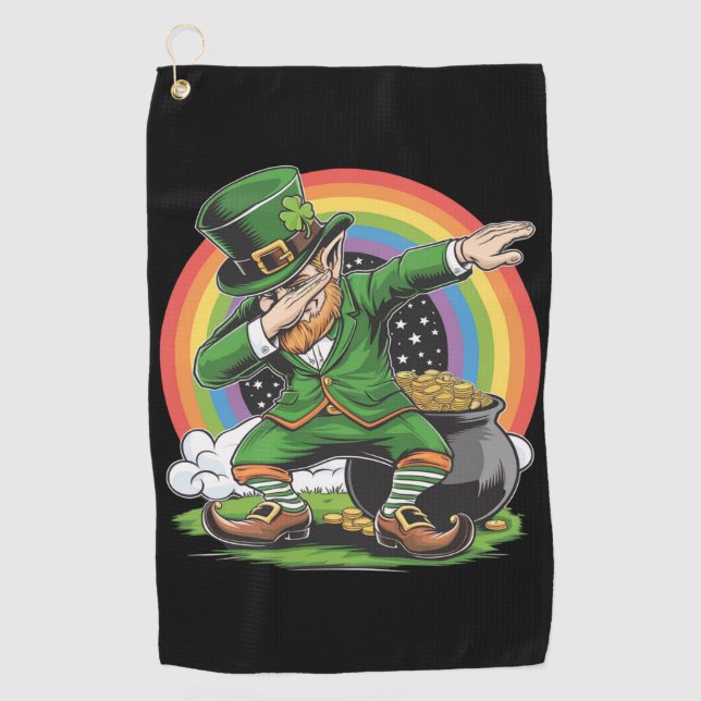 St Patricks Day Dabbing Leprechaun Dab Dance  Golf Towel (Front)