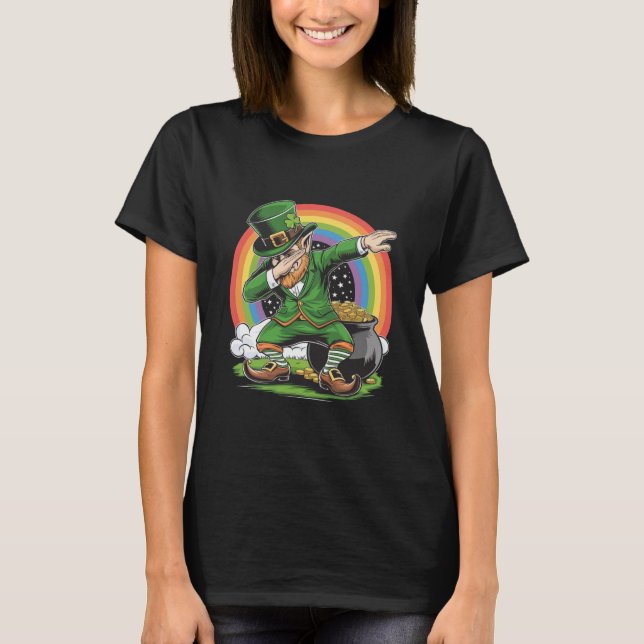 St Patricks Day Dabbing Leprechaun Dab Dance  T-Shirt (Front)