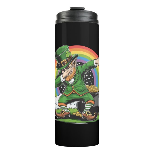 St Patricks Day Dabbing Leprechaun Dab Dance  Thermal Tumbler (Front)