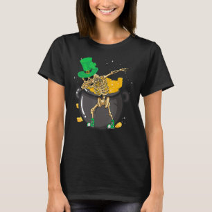 St Patricks Day Dabbing Leprechaun Day Skull Kids  T-Shirt