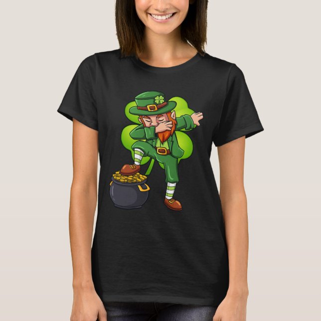 St Patricks Day Dabbing Leprechaun Irish Boys Girl T-Shirt (Front)