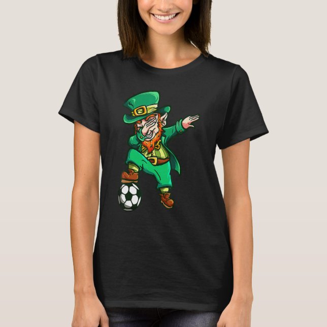 St Patricks Day Dabbing Leprechaun Soccer Boys Kid T-Shirt (Front)