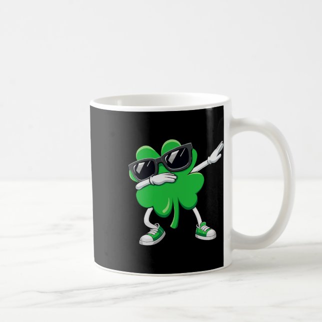 St Patricks Day Dabbing Shamrock Funny Boys Girls  Coffee Mug (Right)