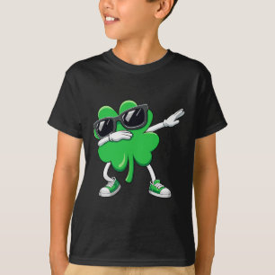 St Patricks Day Dabbing Shamrock Funny Boys Girls T-Shirt