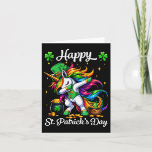 St Patricks Day Dabbing Unicorn Girls Happy St Pad Card