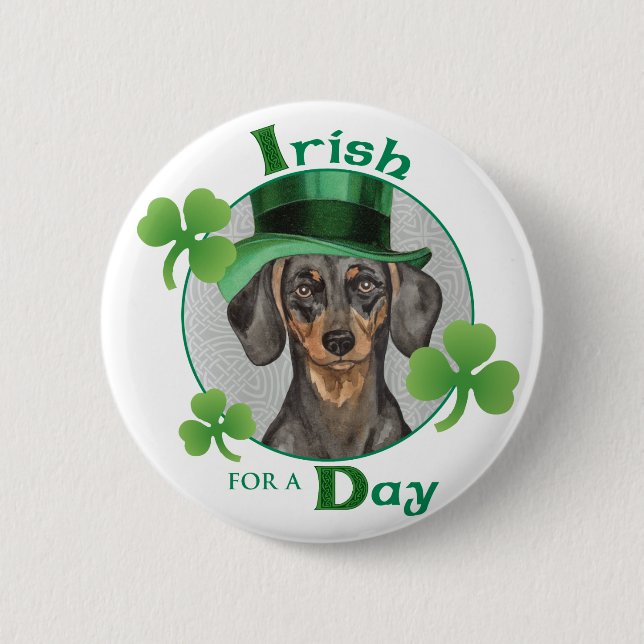 St. Patrick's Day Dachshund 6 Cm Round Badge (Front)