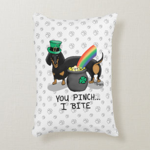 St. Patrick's Day Dachshund (black & tan) dog Decorative Cushion