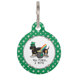 St. Patrick's Day Dachshund (black & tan) dog Pet Tag
