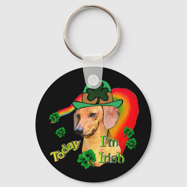 St. Patrick's Day Dachshund Key Ring (Front)