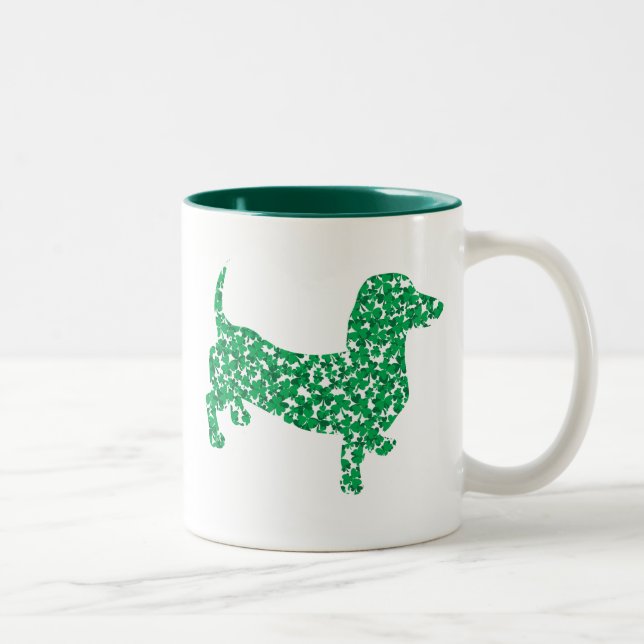 St. Patrick's Day Dachshund Two-Tone Coffee Mug (Right)