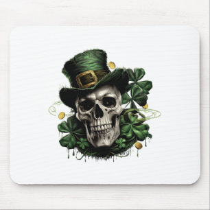 St Patricks Day Dark Irish Skull With Shamrocks T  Mouse Mat