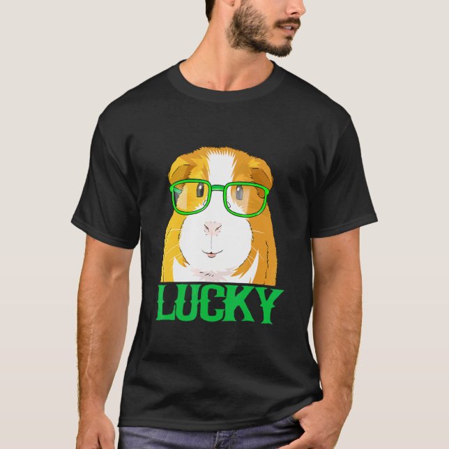 St Patricks Day Decorations Lucky Guinea Pig T-Shirt (Front)