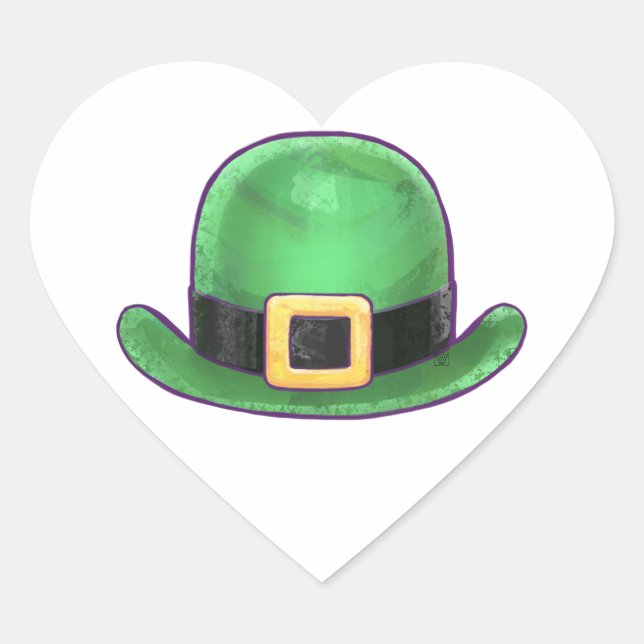 St Patricks Day Derby Hat Heart Sticker (Front)