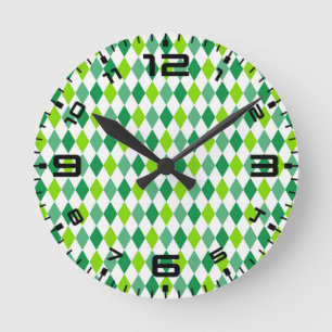 St. Patrick's Day Diamond Shape Pattern-54603 Round Clock