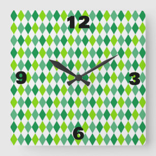 St. Patrick's Day Diamond Shape Pattern-54603 Square Wall Clock