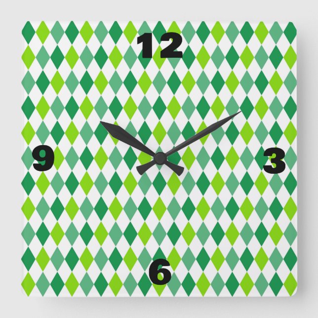 St. Patrick's Day Diamond Shape Pattern-54603 Square Wall Clock (Front)