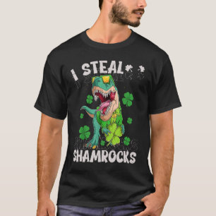 st patrick's day Dinosaur I Steal Shamrocks 2 T-Shirt