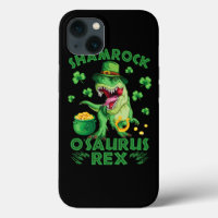 St. Patricks Day Dinosaur Shamrocks Coins and Luck