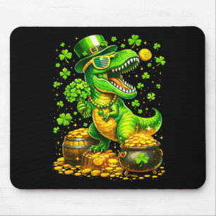 St patricks day dinosaur t rex shamrock kids boys  mouse mat