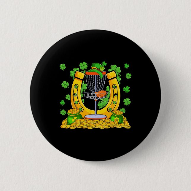 St. Patrick's Day Disc Golf Tools With Clovers Pla 6 Cm Round Badge (Front)
